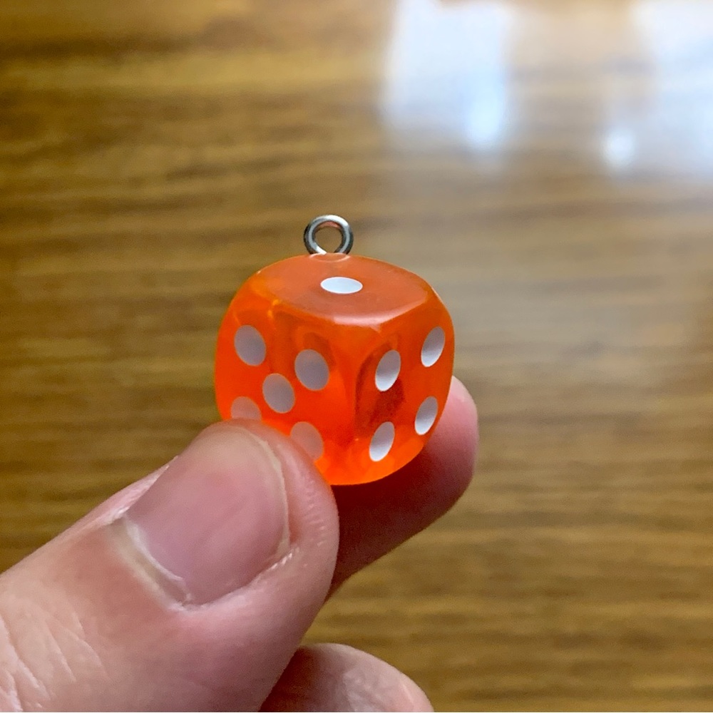 Single Orange Dice Charm Pendant - Picture 9 of 11